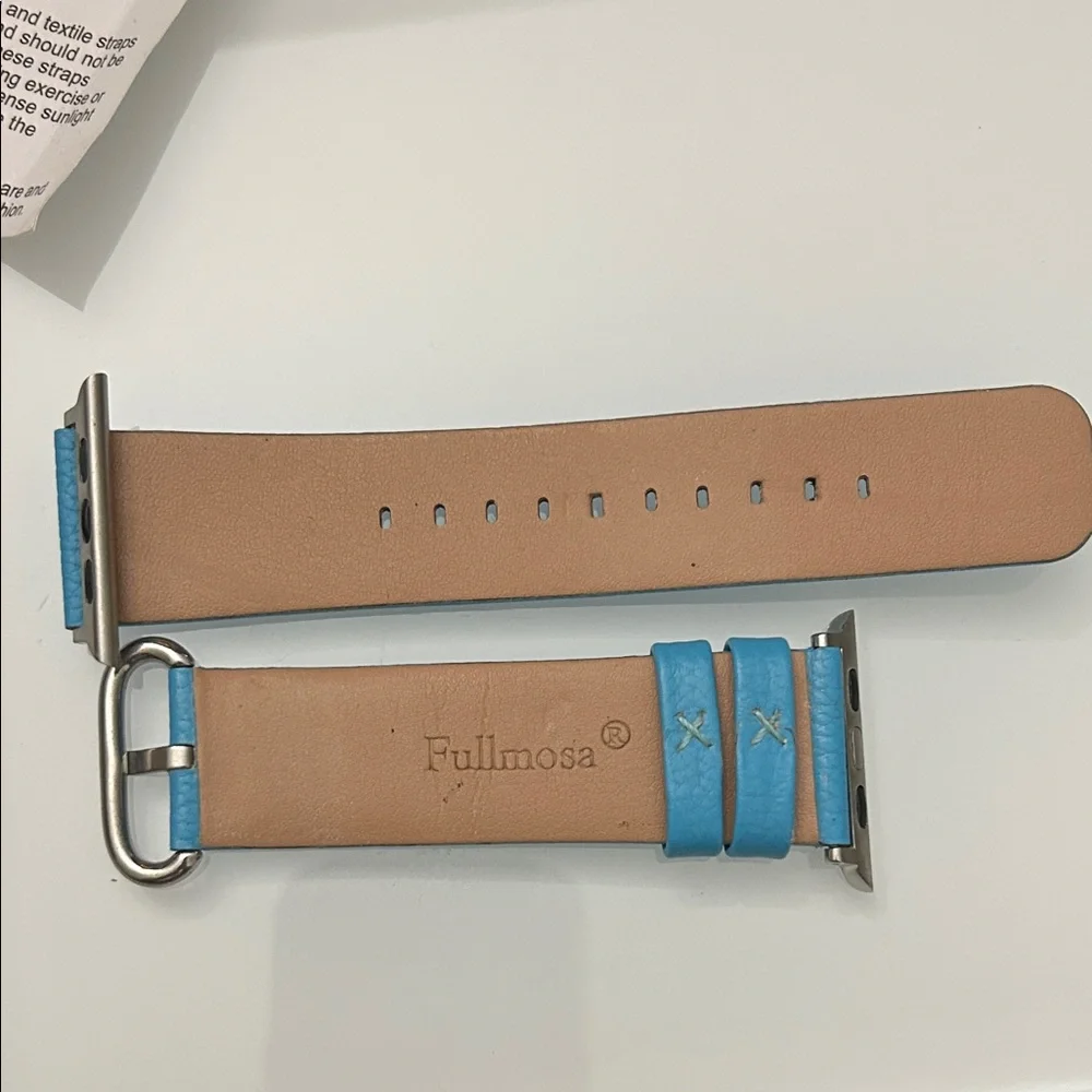 Fullmosa Blue Leather Watch Band, 42 mm